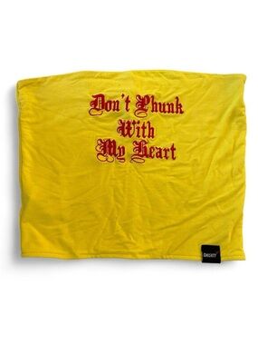 OMIGHTY "Don't Phunk With My Heart" Yellow Embroidered Tube Top - Size M